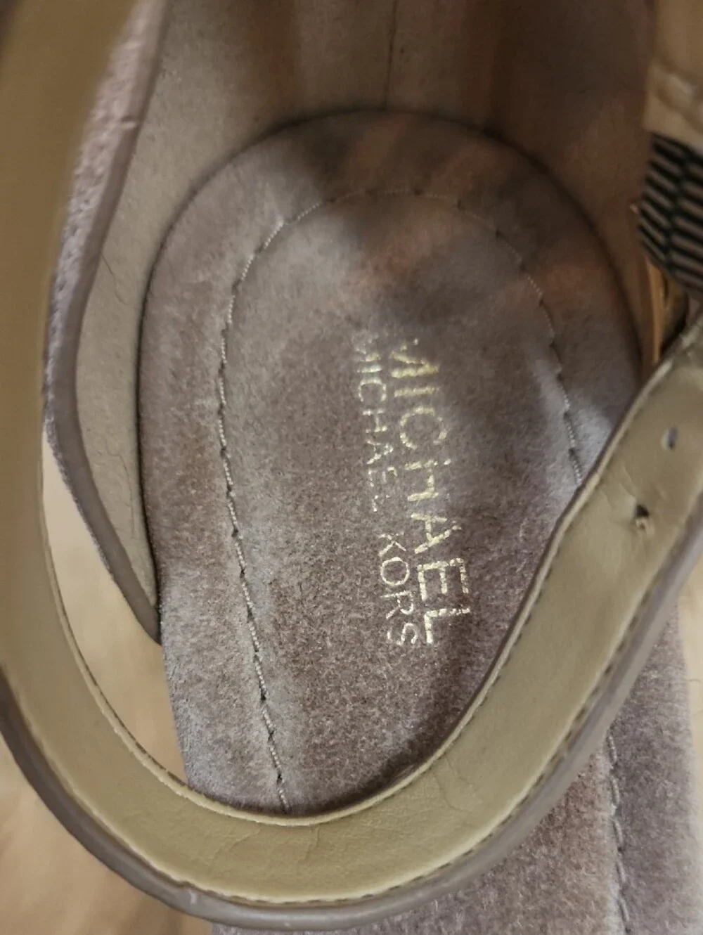 Michael Kors Beige Suede Espadrille Wedge Sandals